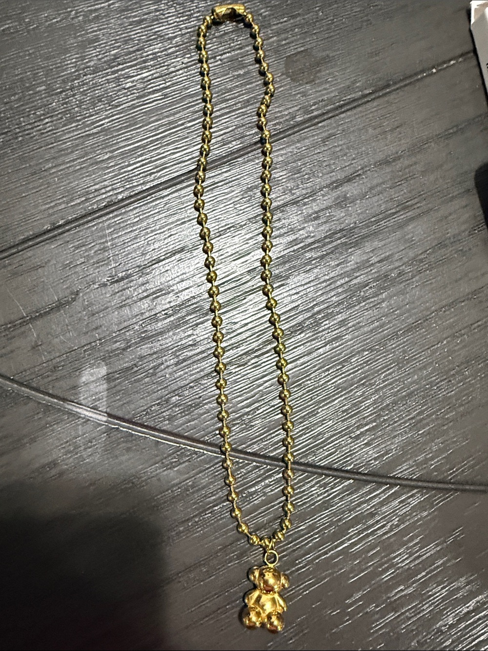 Gold Teddy Bear Pendant Necklace for Women